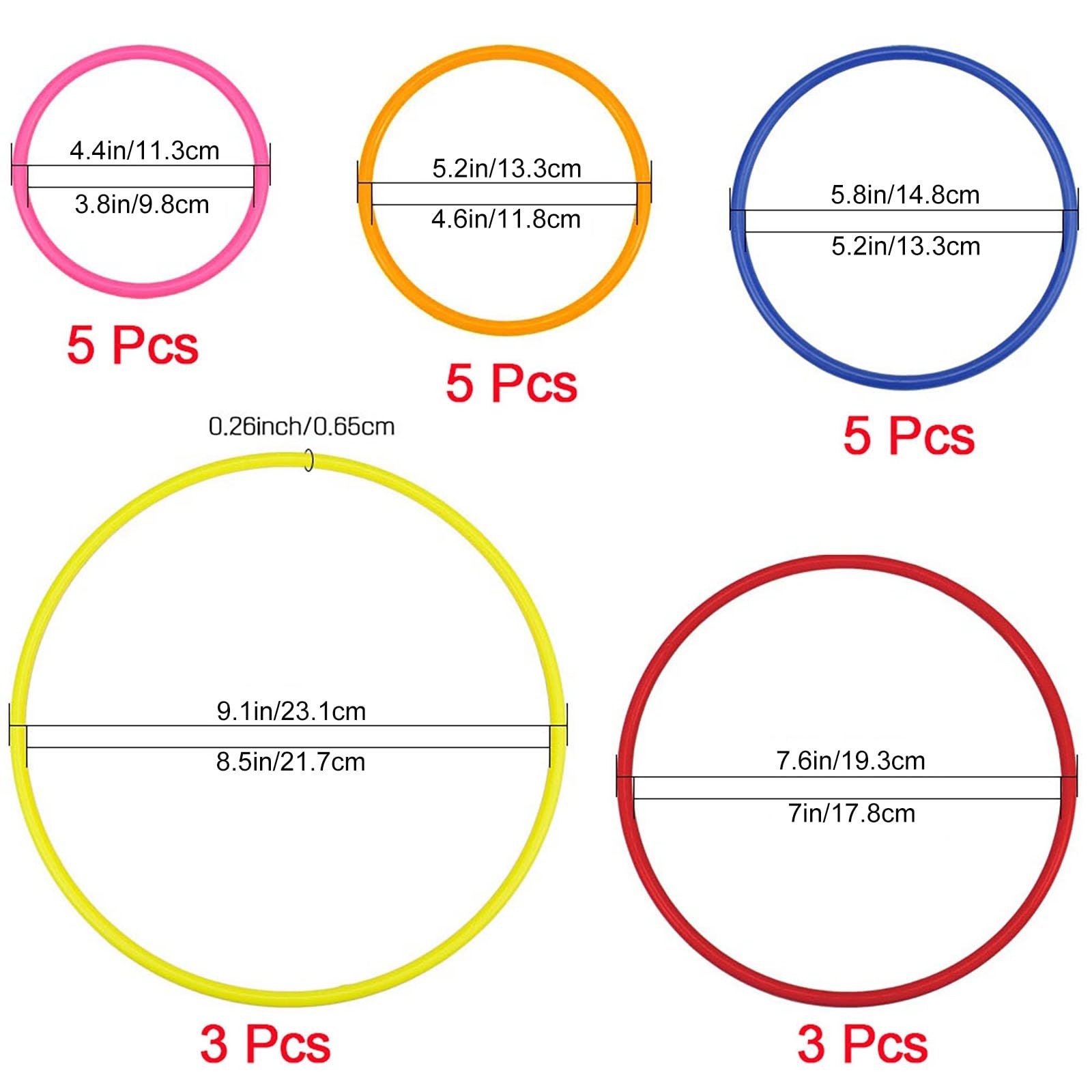 Hysagtek 21 Pcs Plastic Toss Rings Carnival for Adults multicolor
