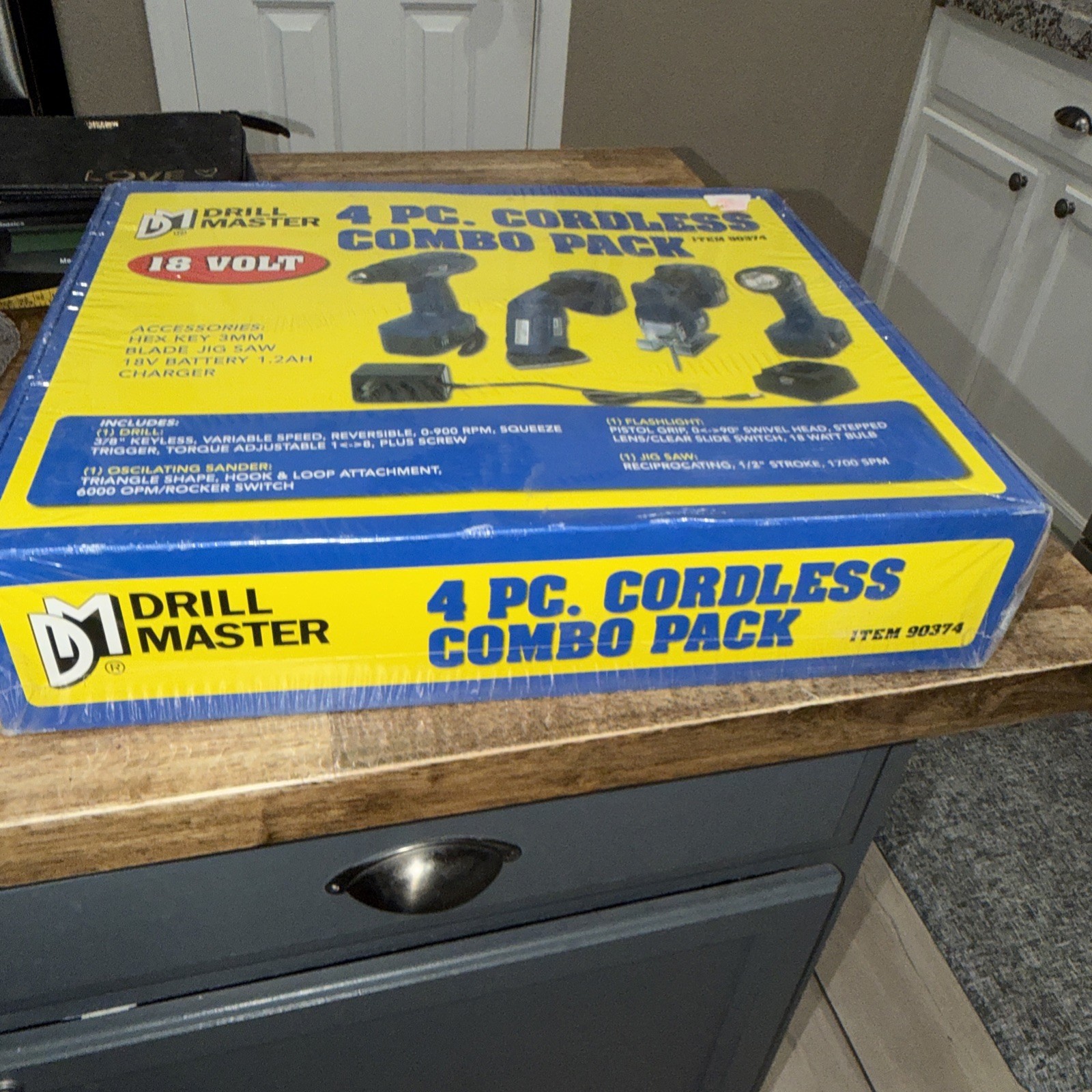 Drill Master 90374 18V 4pc Cordless Combo Pack Brand New