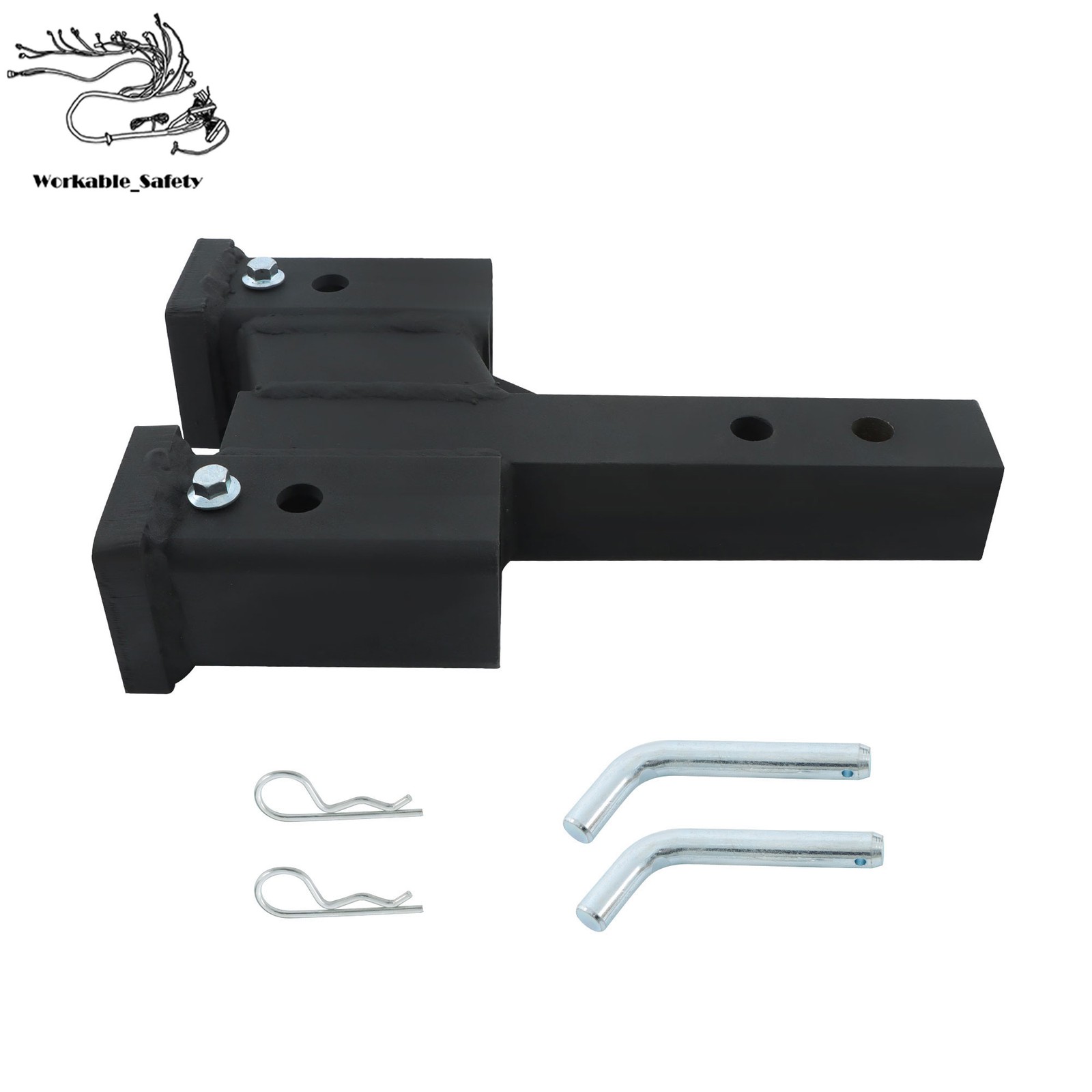 2" Receiver Dual Hitch Adapter 2" Solid Shank 10000Lbs Capacity Easy Install
