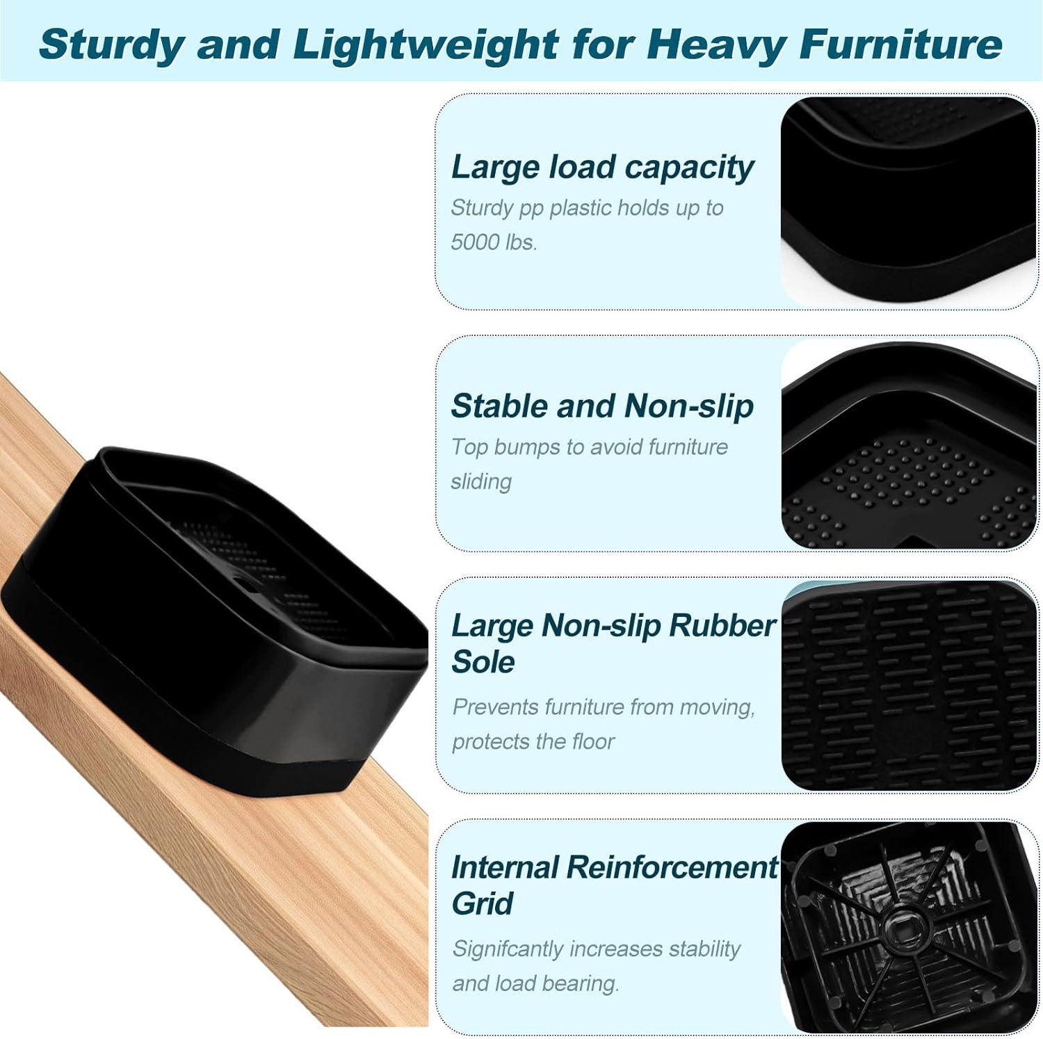 8 Pack Furniture Risers, Adjustable Bed Risers Heavy Duty Stackable Bed Raisers