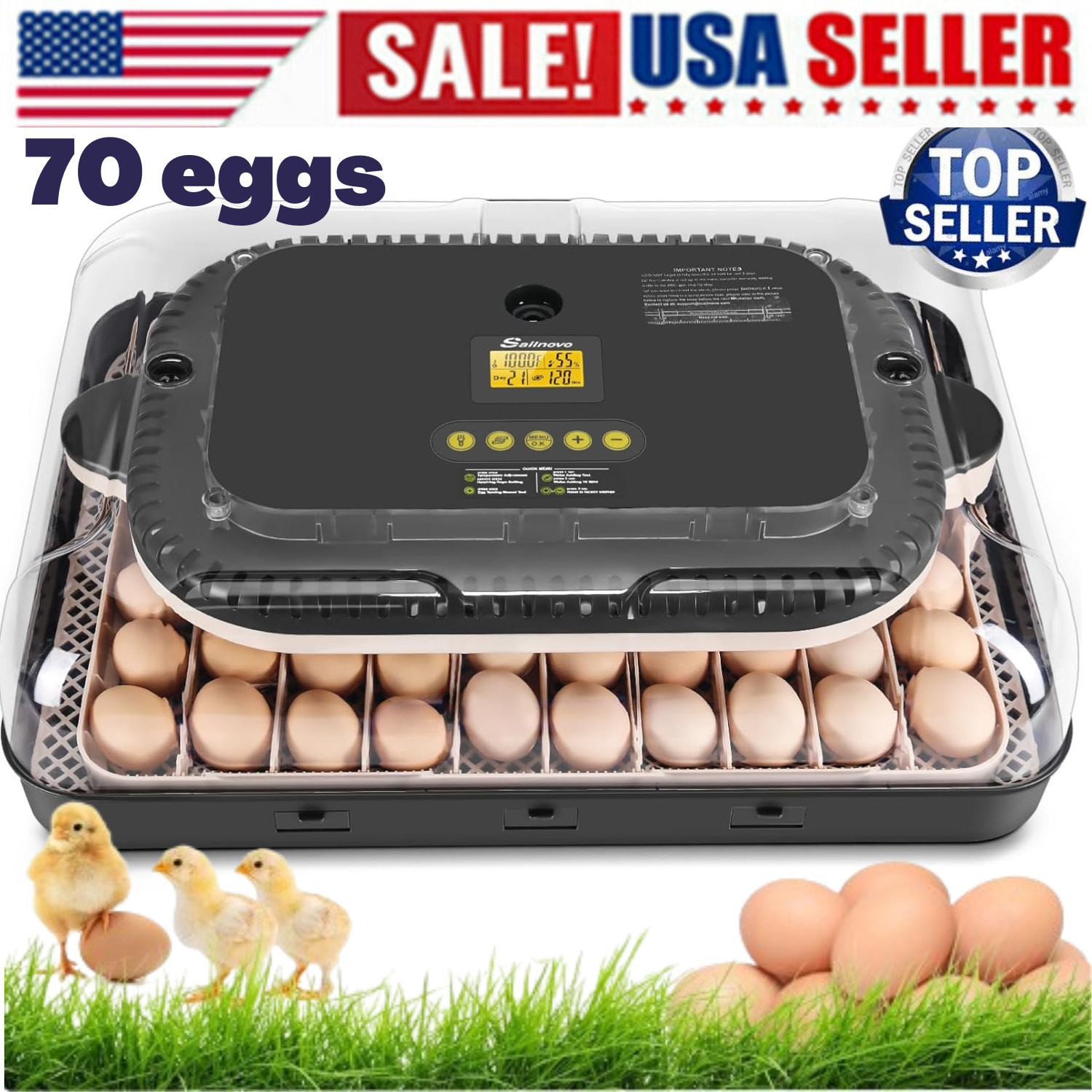70 Egg Incubators for Hatching Eggs with Automatic Egg Turning and Egg Candler@