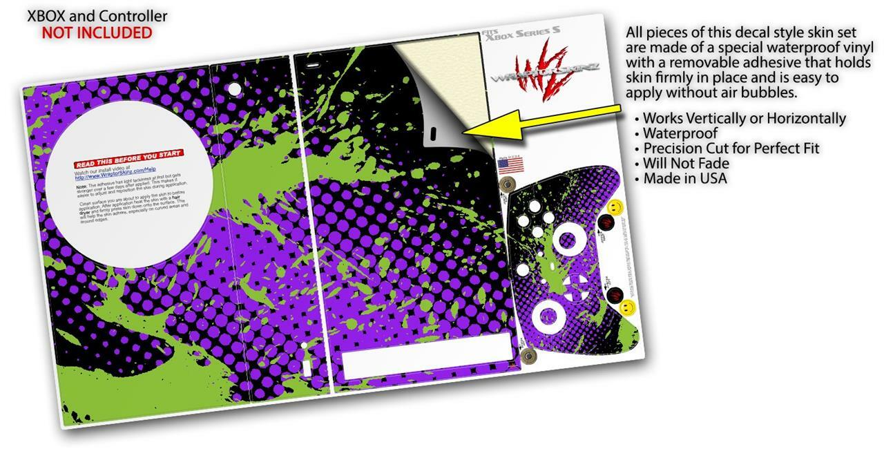 Skins XBOX Series S Console Controller Halftone Splatter Green Purple