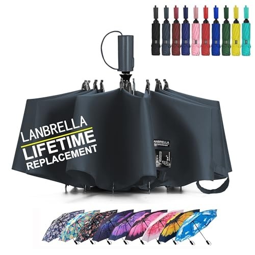 Compact Reverse Folding Travel Umbrella Auto Open Windproof 46 Inch