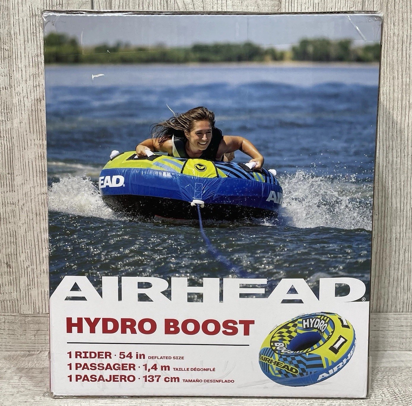 AIRHEAD Hydro Boost 54” Towable Tube Ski Tube Water Sports Inflatable Blue NEW