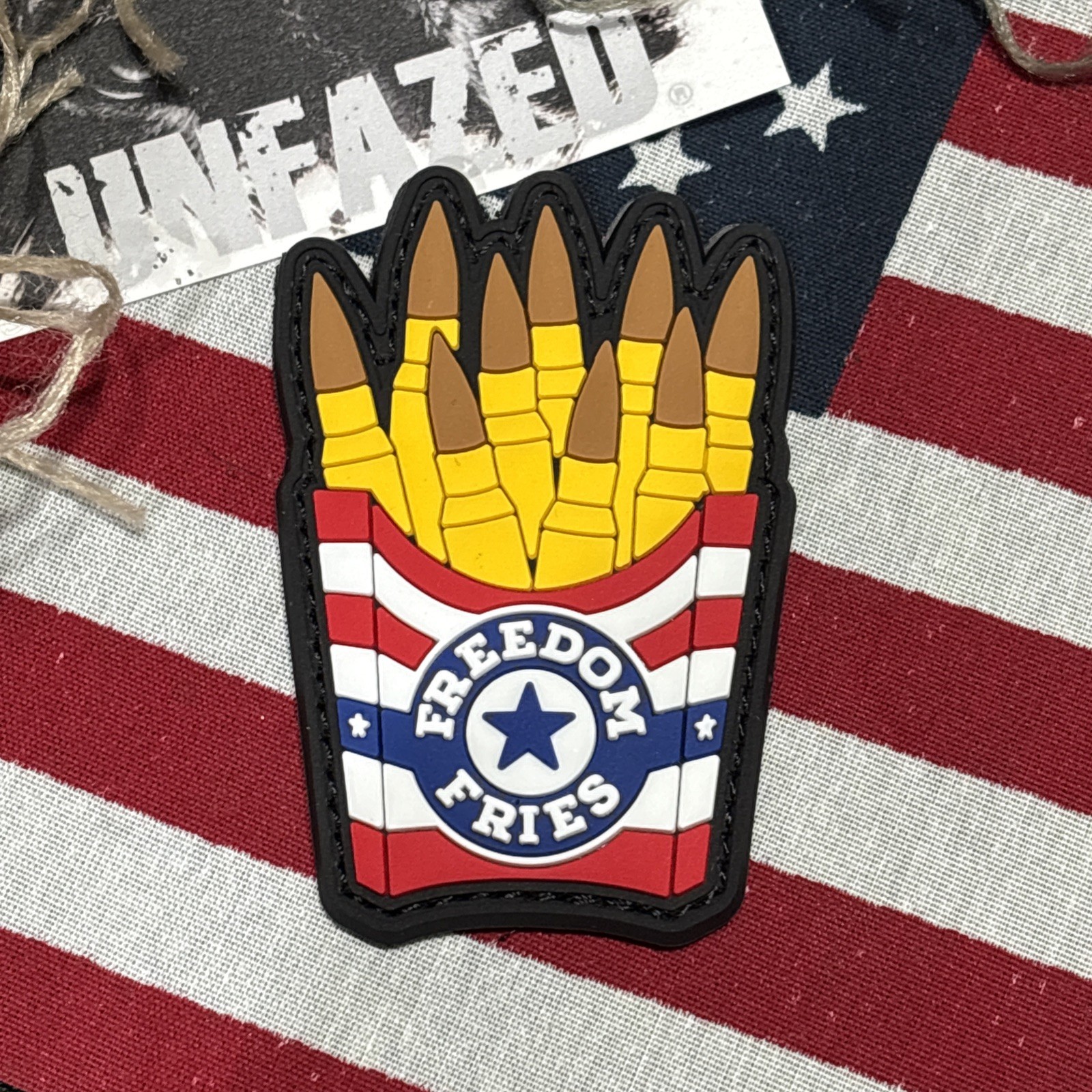 PvC 3D: Freedom Fries Morale Tactical Hook & Loop Patch High Quality 2x3”