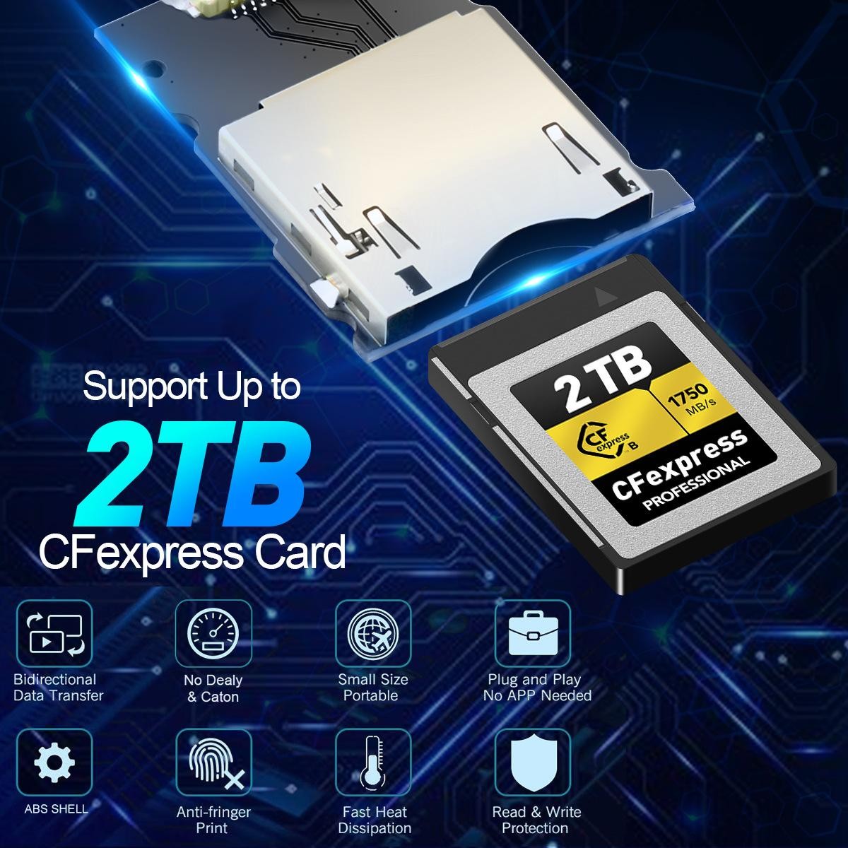 CF Express Type-B Card Reader Adapter USB3.1 Gen 2 Type C Memory Card Adapter