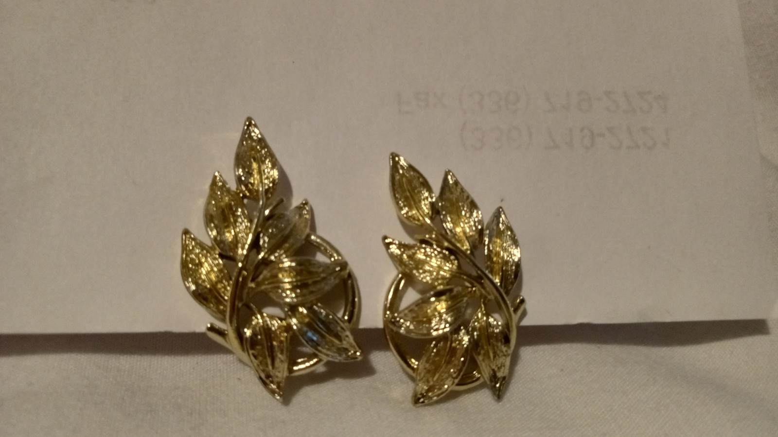 Vintage Silver Tone Leaf Clip on Earrings 1 1/4 Inches