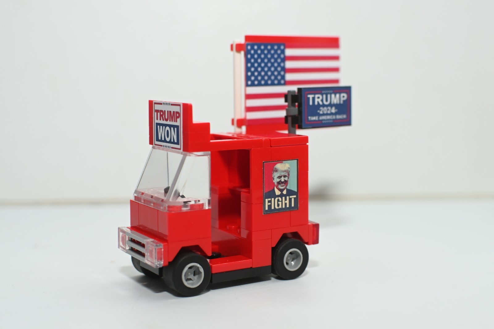 Trump Truck Mini American Custom Model compatible and Built with LEGO® Bricks