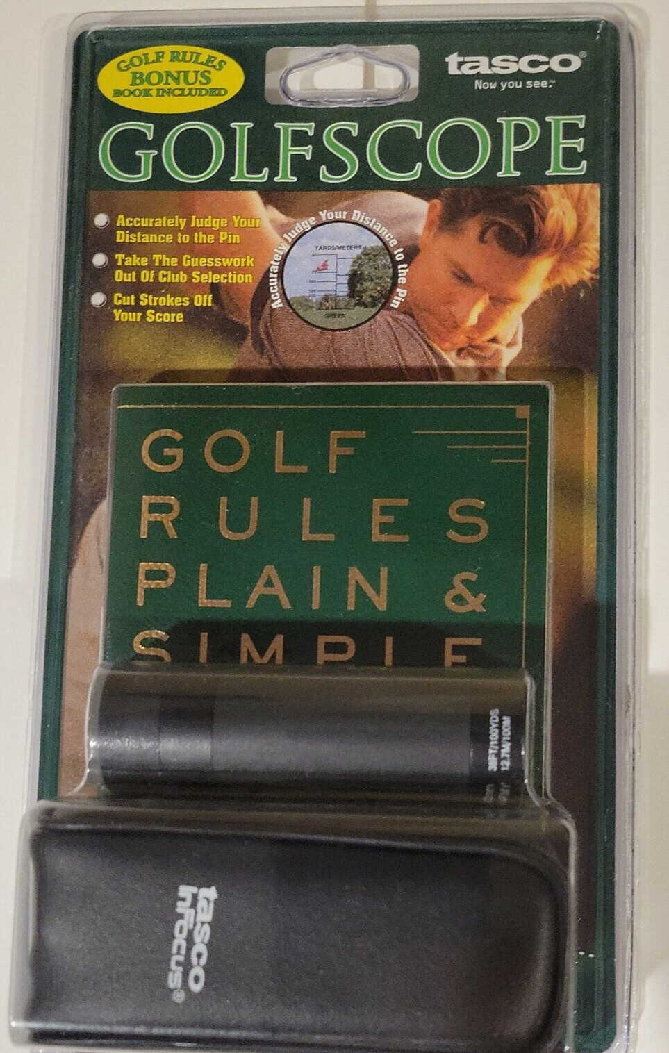 Tasco InFocus GolfScope 5 x 20 mm Magnification Rangefinder + Rulebook NEW NOS