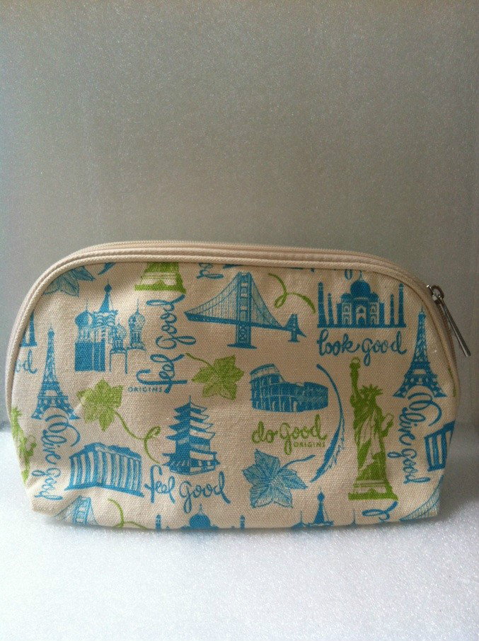 Origins Canvas Zippered Closure Cosmetic Bag
