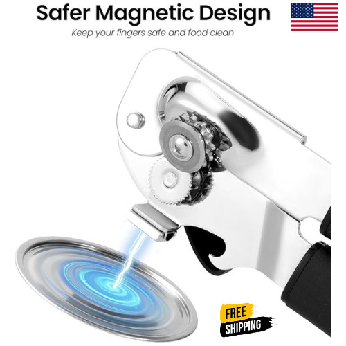 Safe Cut Manual Can Opener Heavy Duty Smooth Edge with Magnet Lift Kitchen Tool