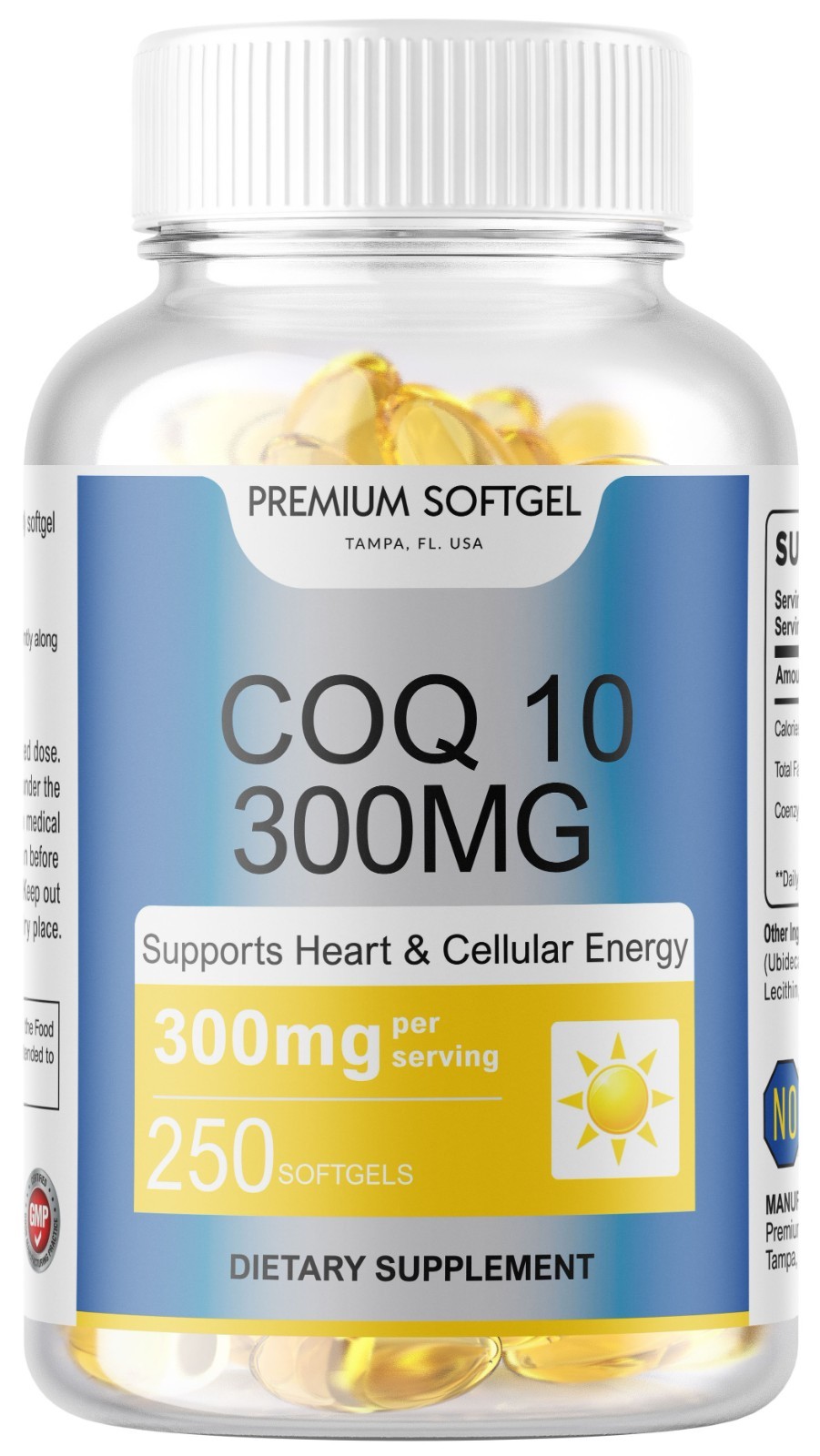 250 Softgel CoQ-10 Ubiquinol 300mg Active CoQ10 Cardiovascular Health