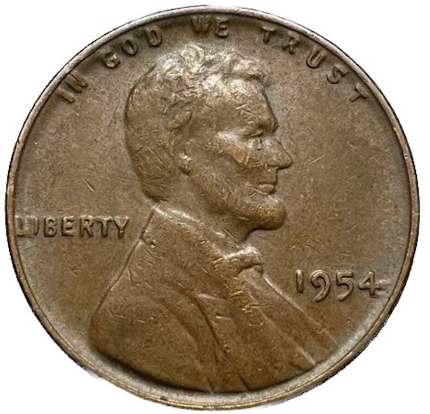 1954 Lincoln Cent Good - Very Good  (G-VG) Circulated Condition Copper Penny