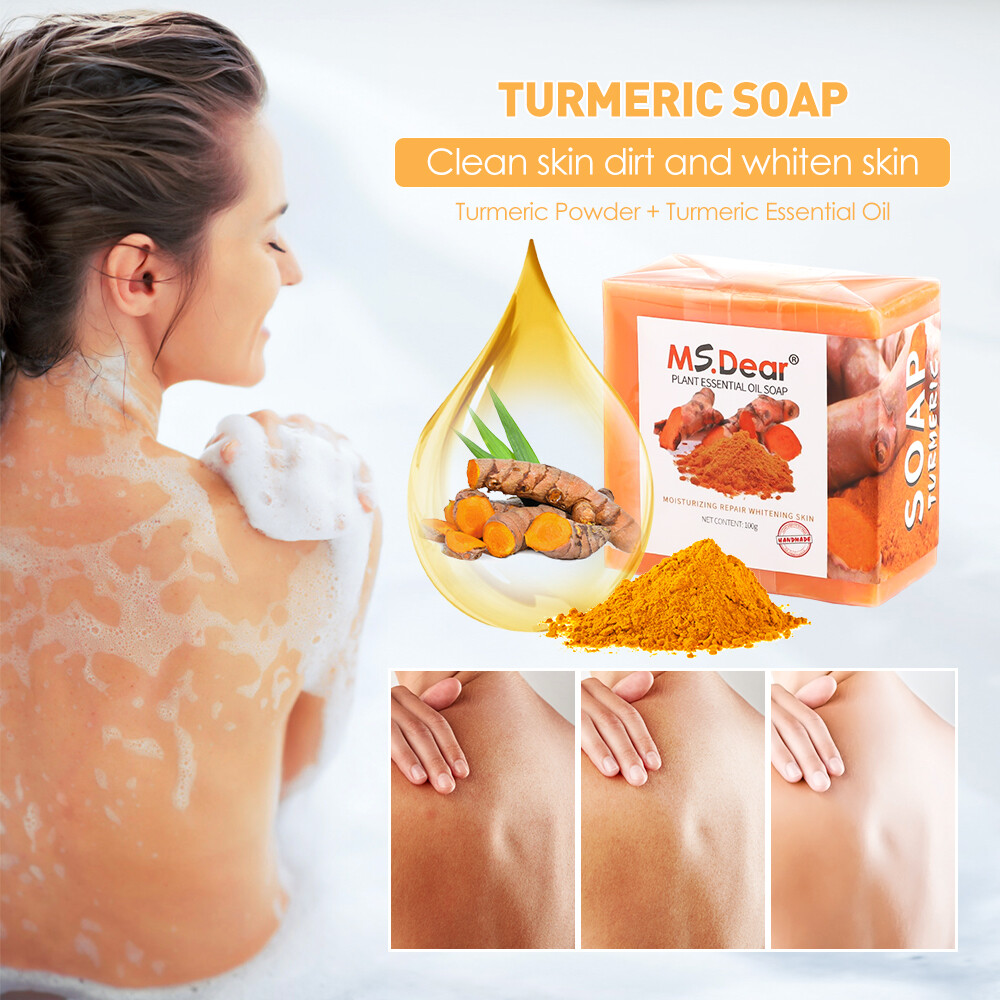 2Pc Turmeric Soap for Face&Body,Skin Brightening Anti-Acne Dark Spots Lightening