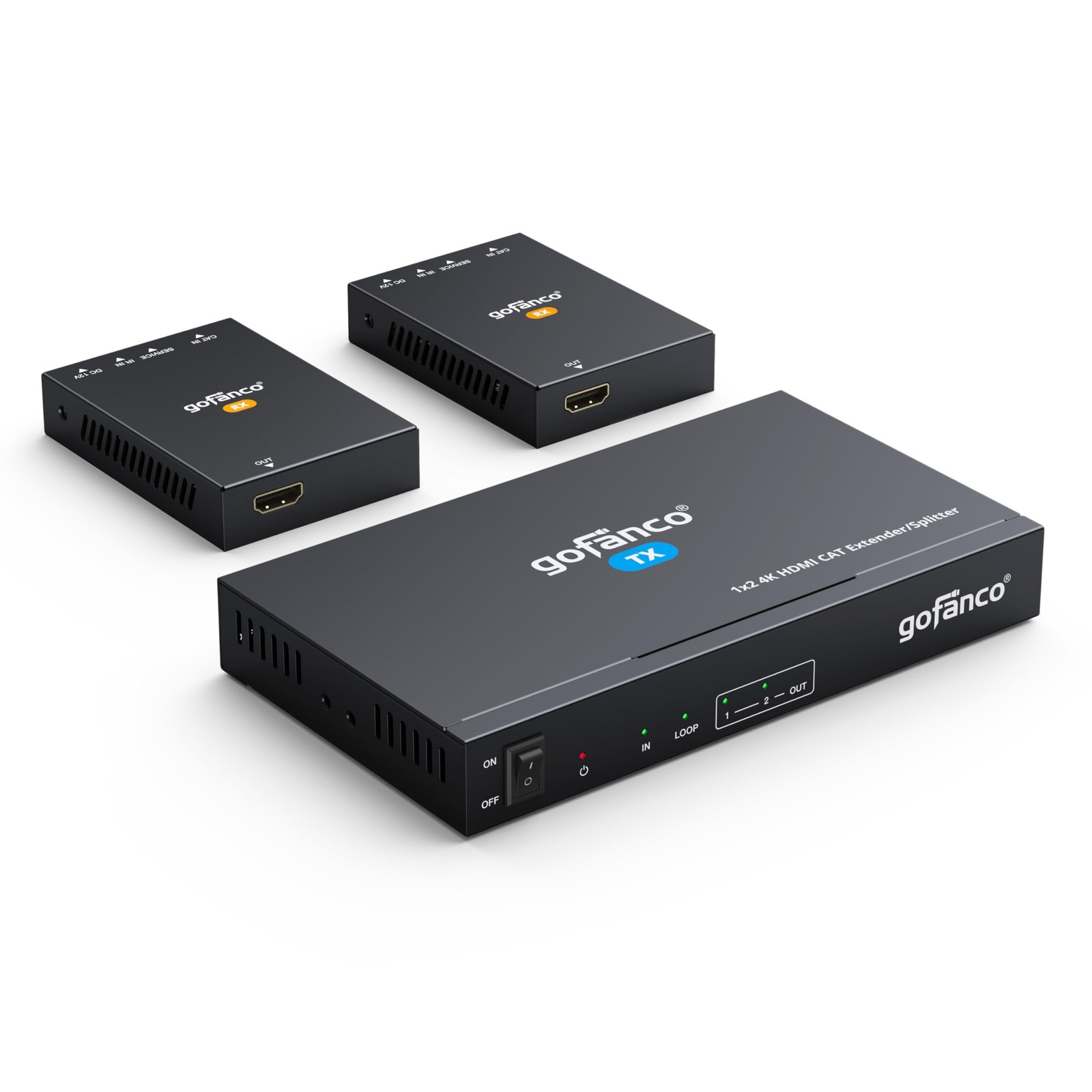 gofanco 1x2 HDMI Extender/Splitter over CAT6/7 – 1080p up to 197ft(60m)