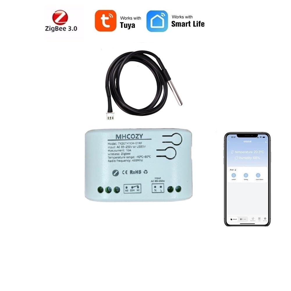 zigbee temperature controller with waterproof probe，extendable probe sensor,t...