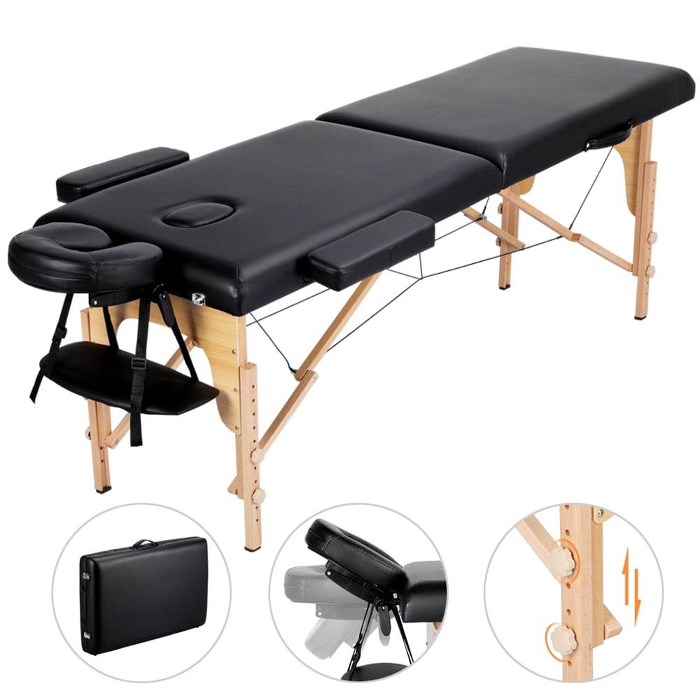 Best Massage Table Portable Bed Two Fold Adjustable Height Built-In Case