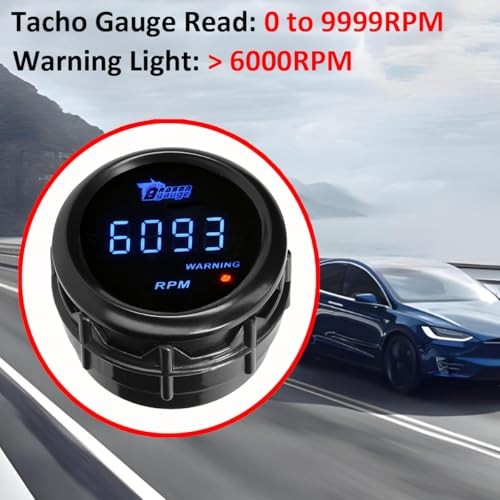 Car Tacho Gauge 12V Auto Tachometer Gauge RPM 2" 52mm Meter Blue Light Tacho