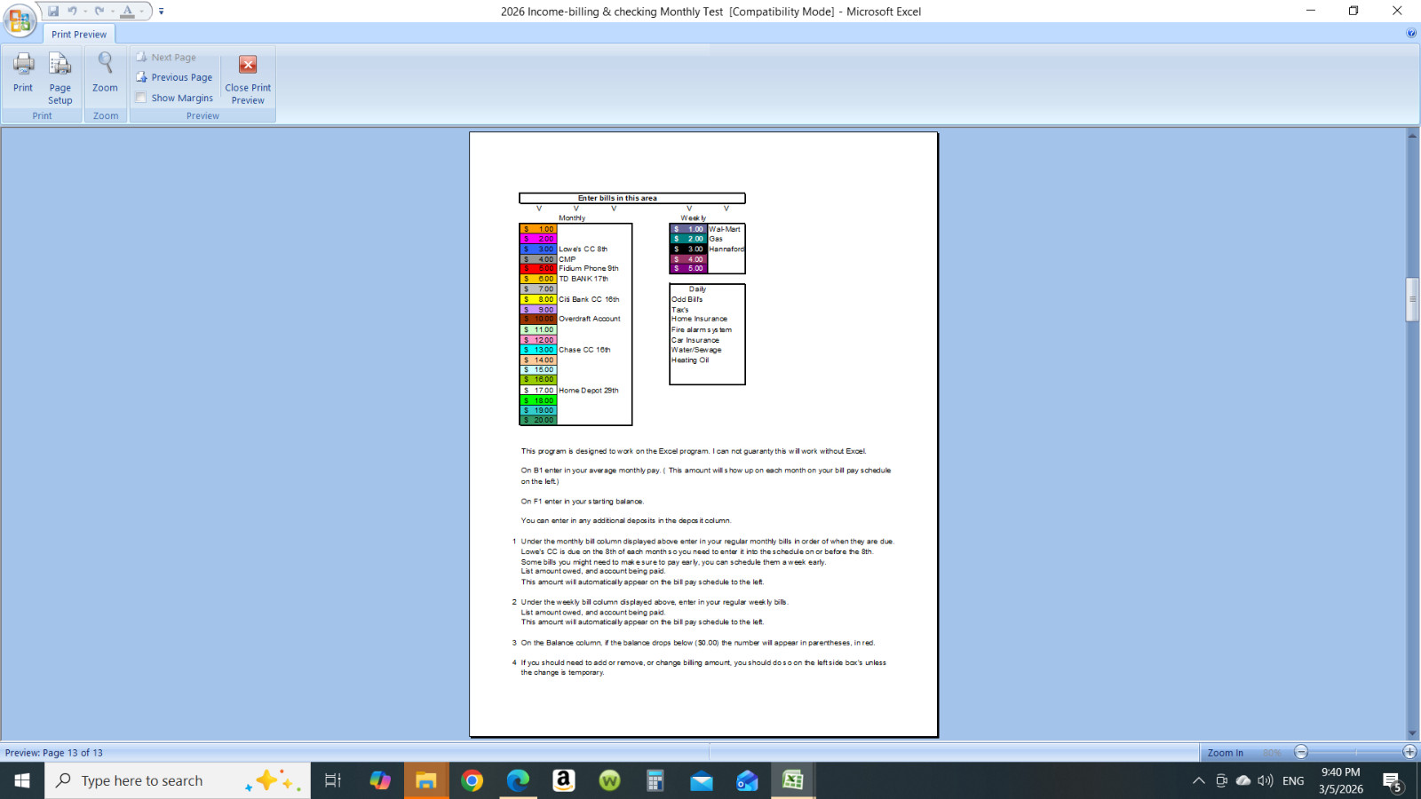 Keep ahead of bills, checkbook register, and bill pay program. Read Description