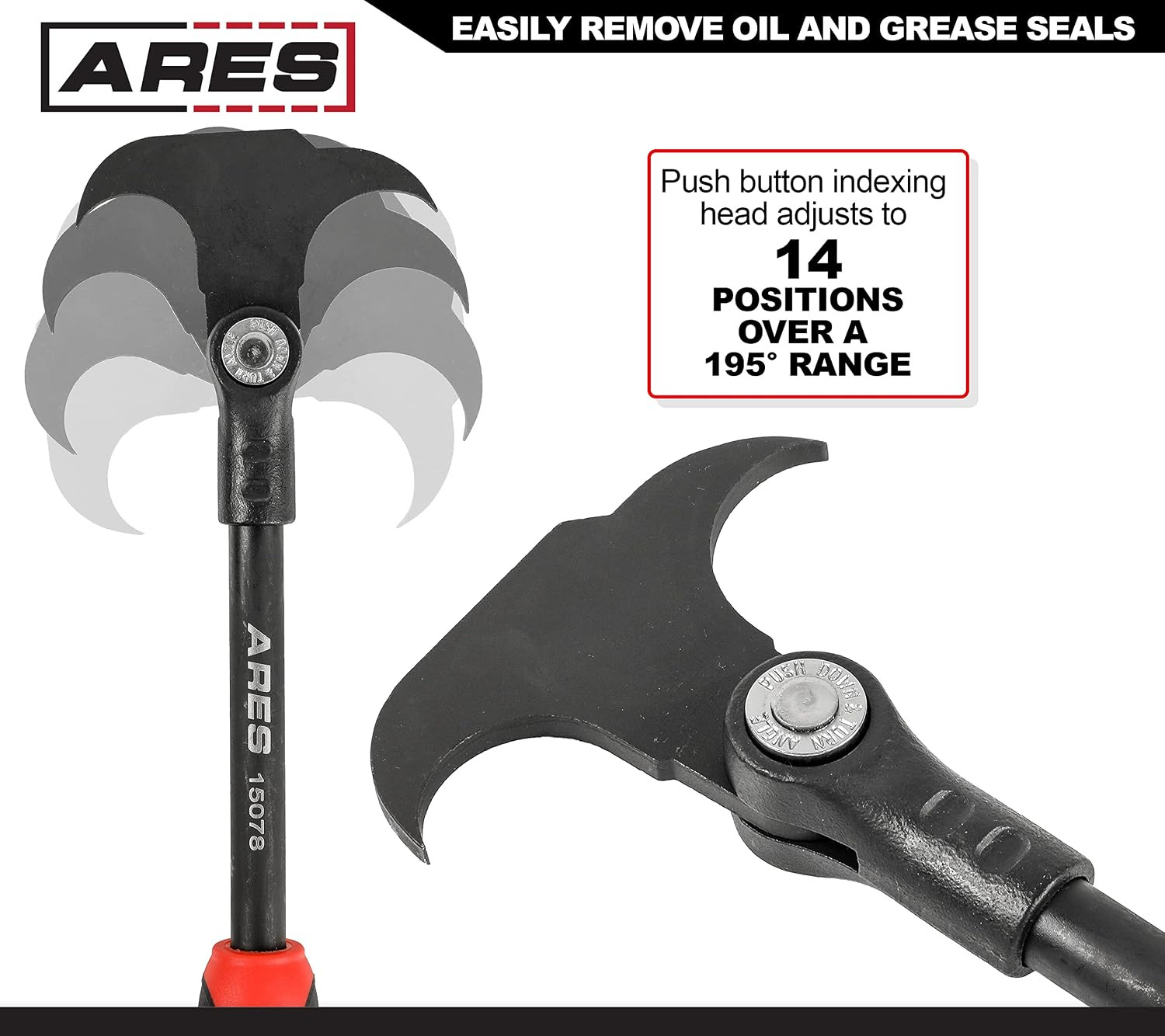 15078-12-Inch Indexing Seal Puller - 14 Adjustable Locking Positions - Dual Hook
