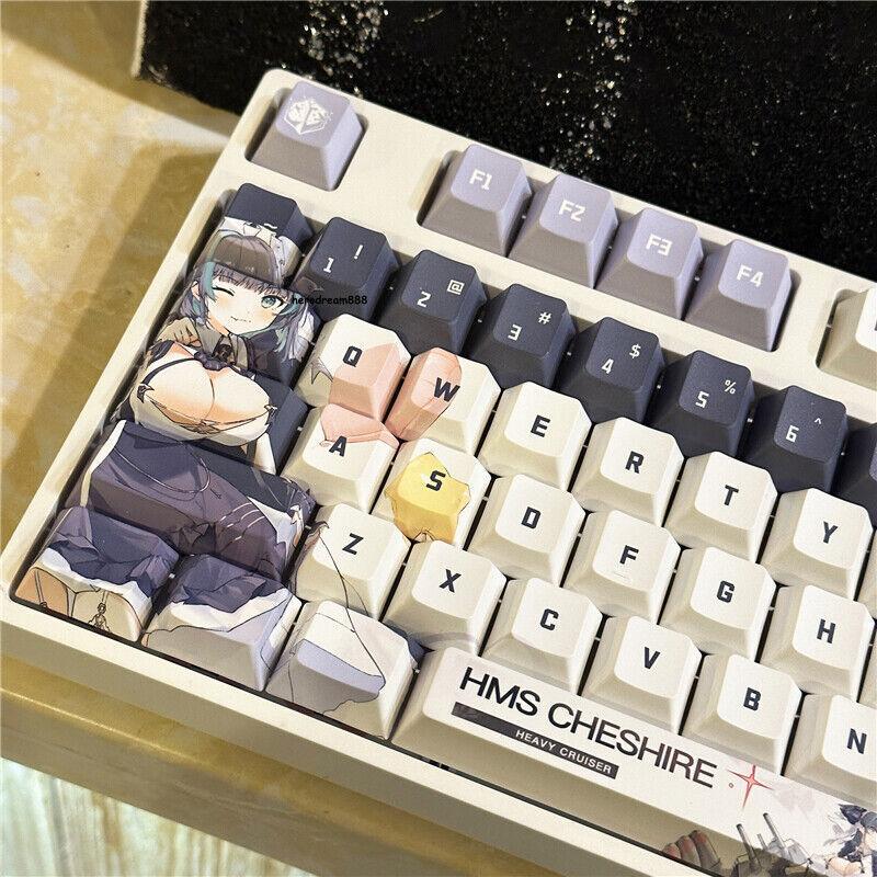 Anime Azur Lane Keycaps HMS Cheshire PBT Dye-sub 120 Keys for Cherry Keyboard MX