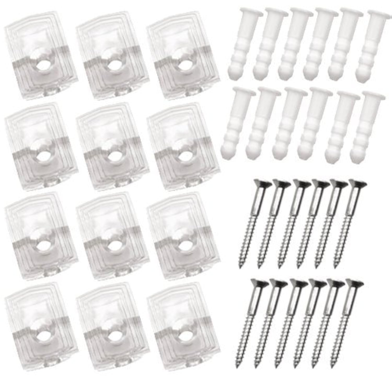 Topzone 1/4" inch Heavy Duty 25 Pound Crystal Clear Plastic Mirror Holder Clips,