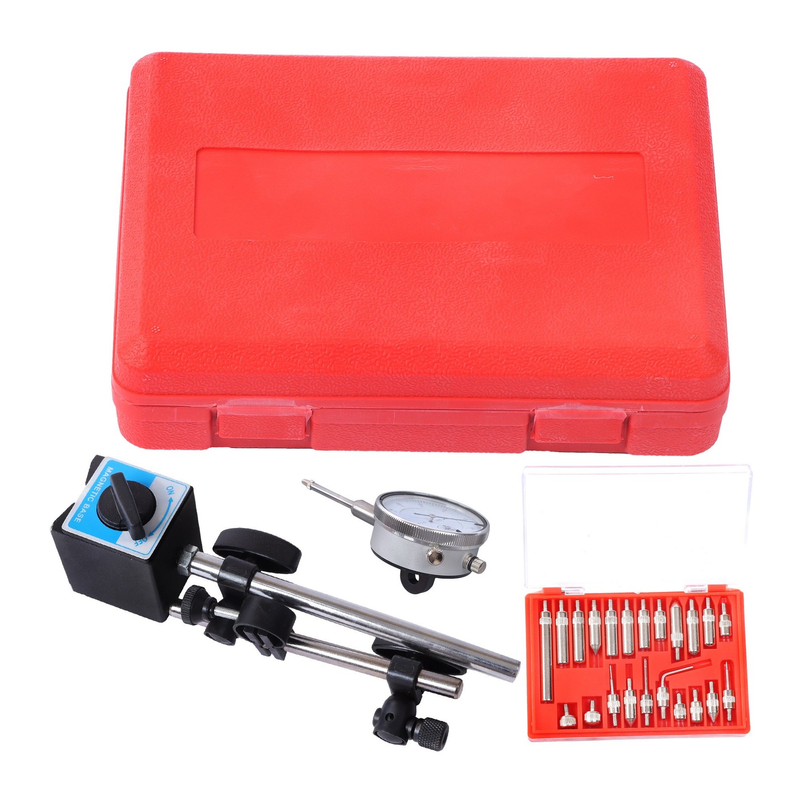 Magnetic Base Indicator Holder + 1" Indicator + Indicator Points 22pcs NEW