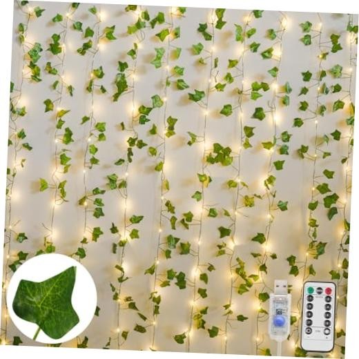 Vine Lights for Bedroom 200 LED Curtain Lights Remote6.5x6.5ft USB-200led Ivy