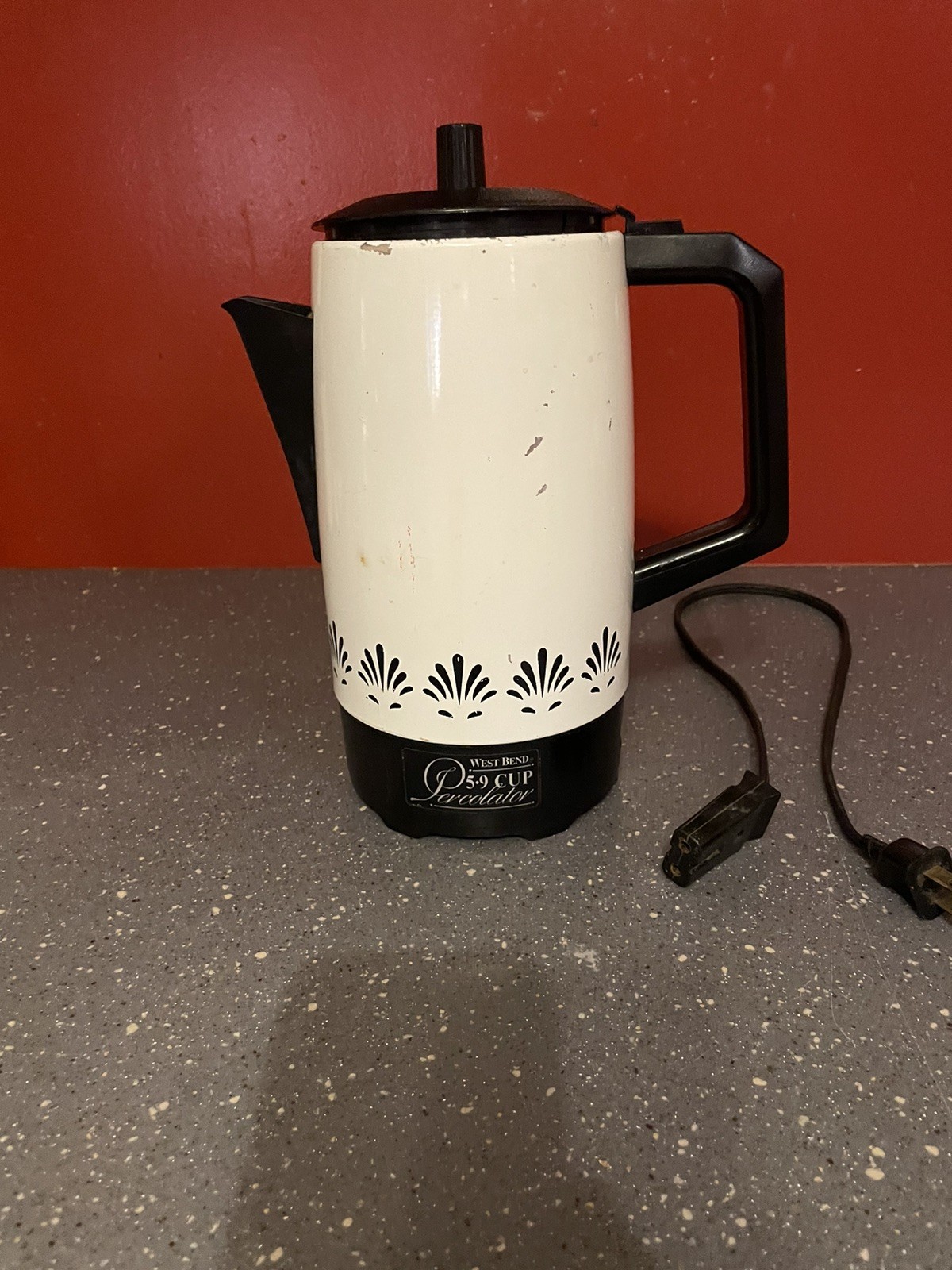 Vintage West Bend Percolator Coffee Maker Aluminum Enamel 5-9 Cup