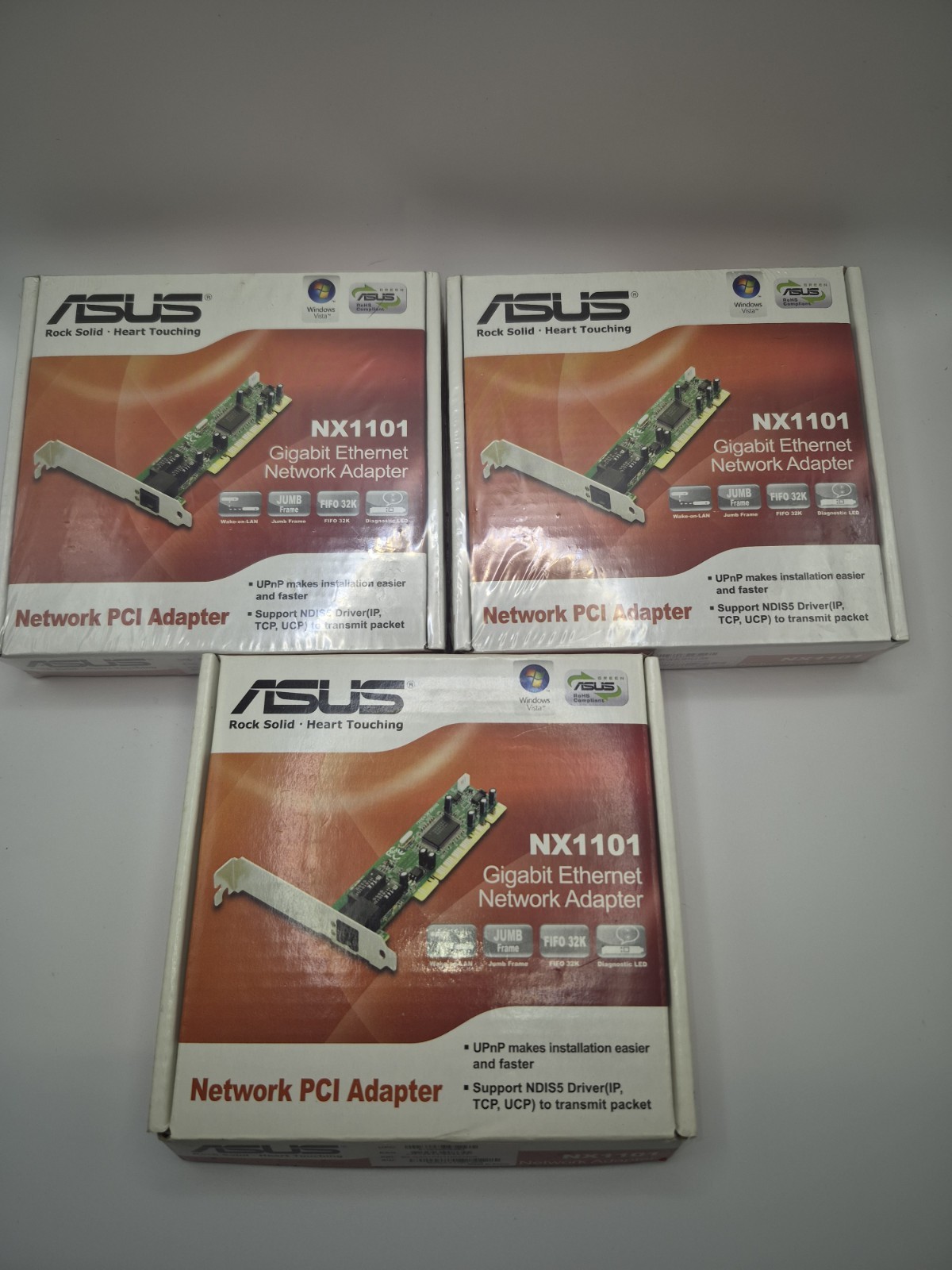 ASUS NX1101 Gigabit Ethernet PCI Network Adapter Card NEW Sealed Lot of 3