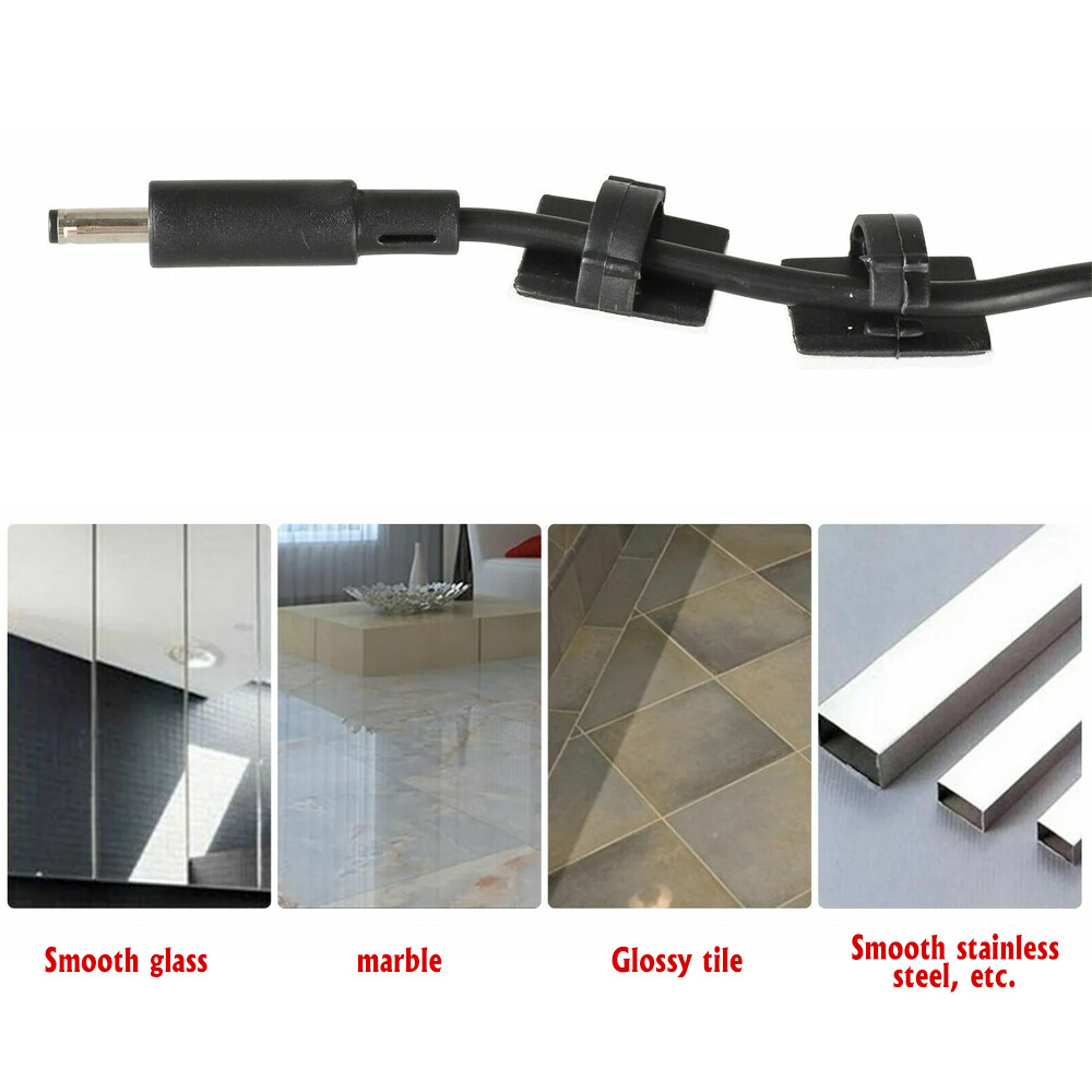 100Pcs Cable Clips Self-Adhesive Cord Wire Holder Management Organizer Clamp
