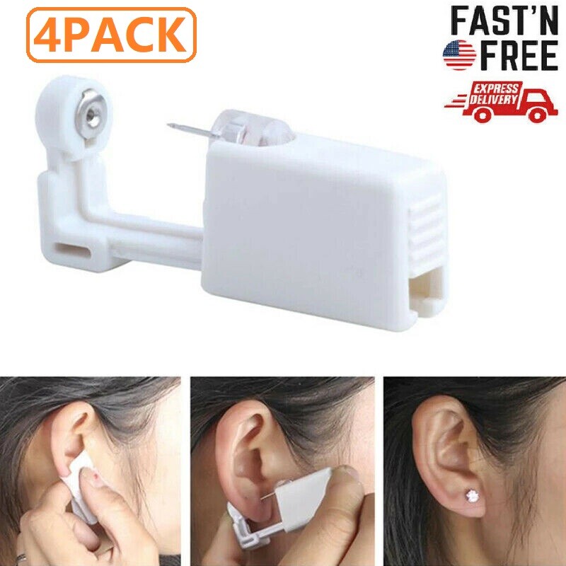 4Pcs DIY Disposable Ear Piercing Gun Nose Self Kit Stud Safety Earring Gun Kit