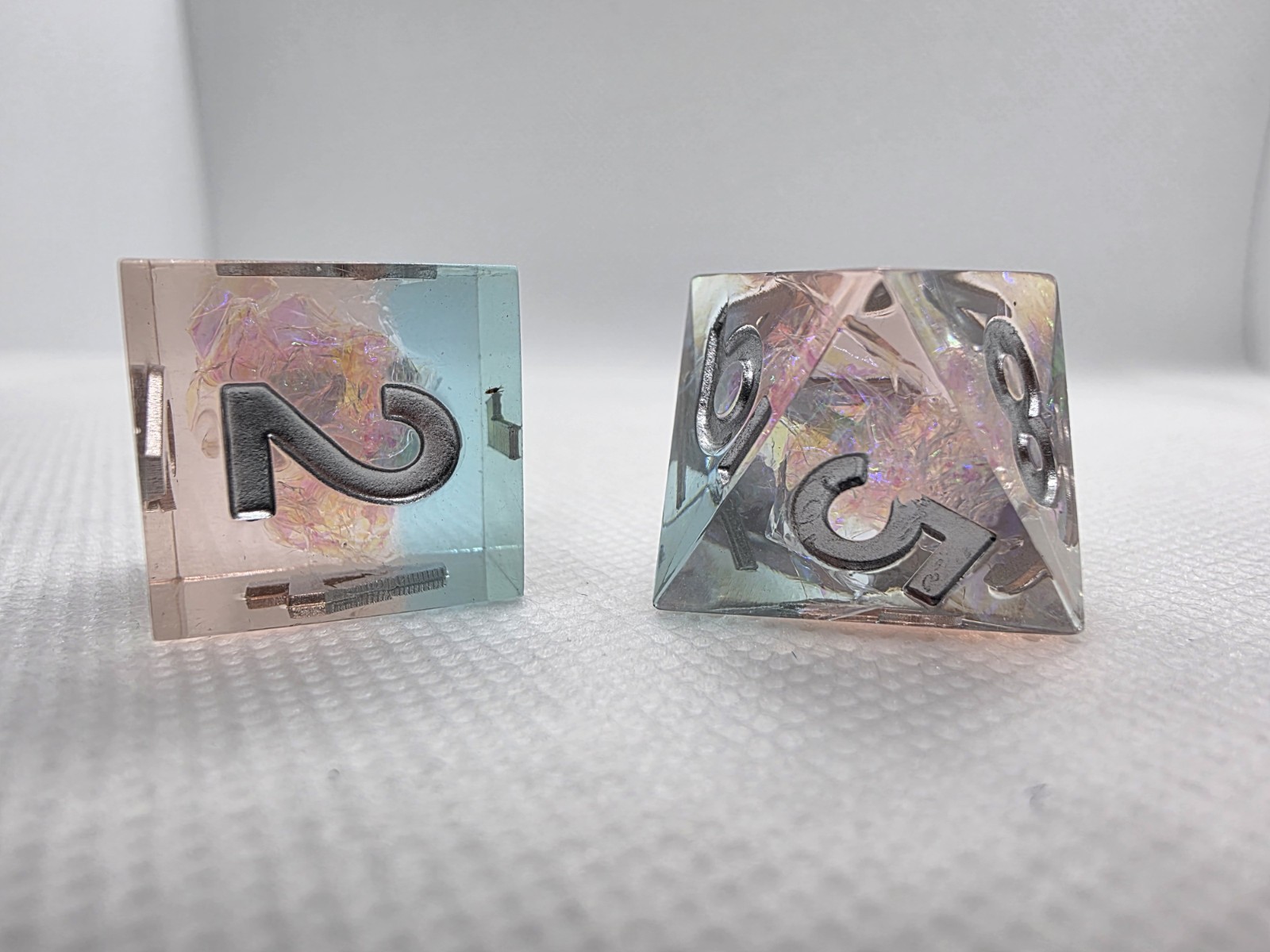 Handmade 7pc Polyhedral Dice Set with Iridescent Flakes for DnD / TTRPG