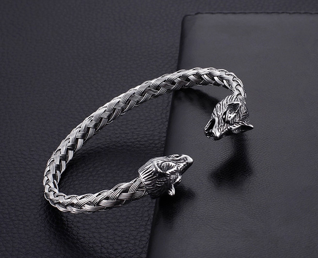 Wolves Of Odin Viking Bracelet | Fenrir Wolf | Norse Armring | Viking Jewelry