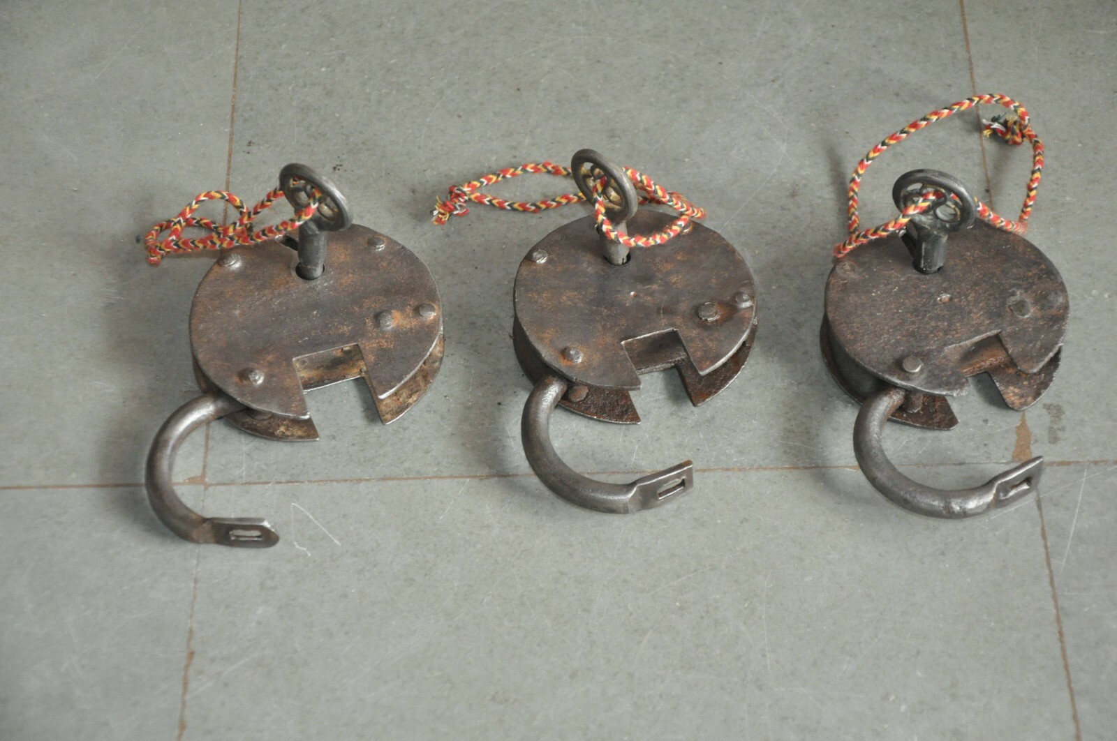 3 Pc Vintage Iron Handcrafted Unique Shape Heavy Padlocks