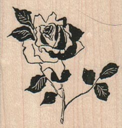 Rose 1 3/4 x 1 3/4" Mounted Rubber Stamp, Plant Stamp, Flower Stamp