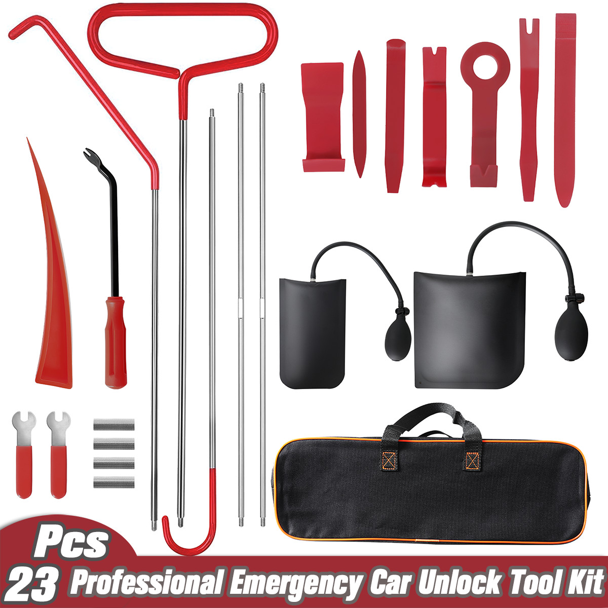 23PCS Car Door Repair Hand Tools Wedge Pump Lock-smith Grabber Tool