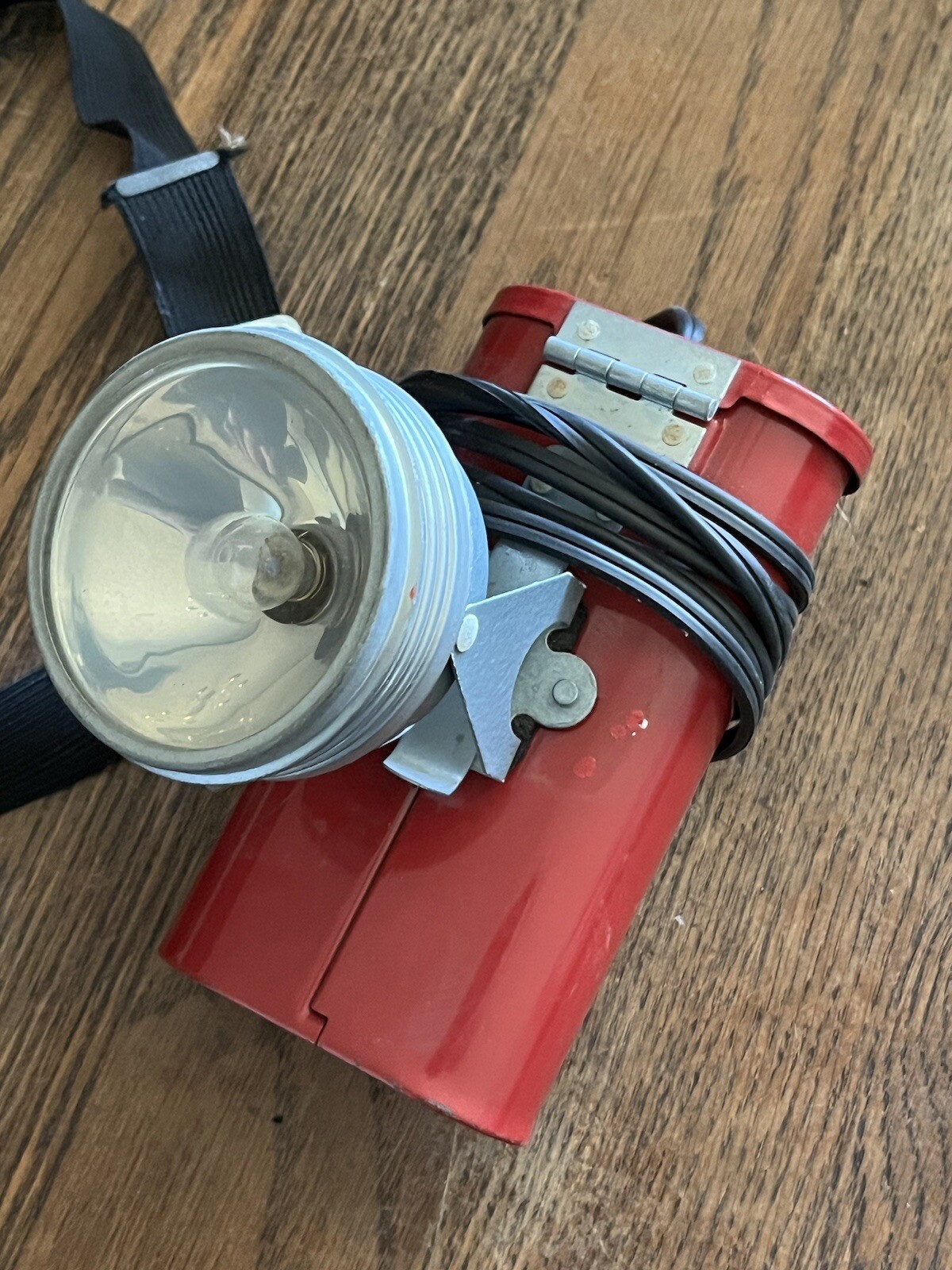 Justrite Electric Head Lantern Headlamp Light Lamp Red Case
