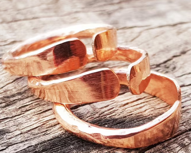 Solid Copper Minimalist Healing Handmade Unisex Ring, Stackable rings Set of 3