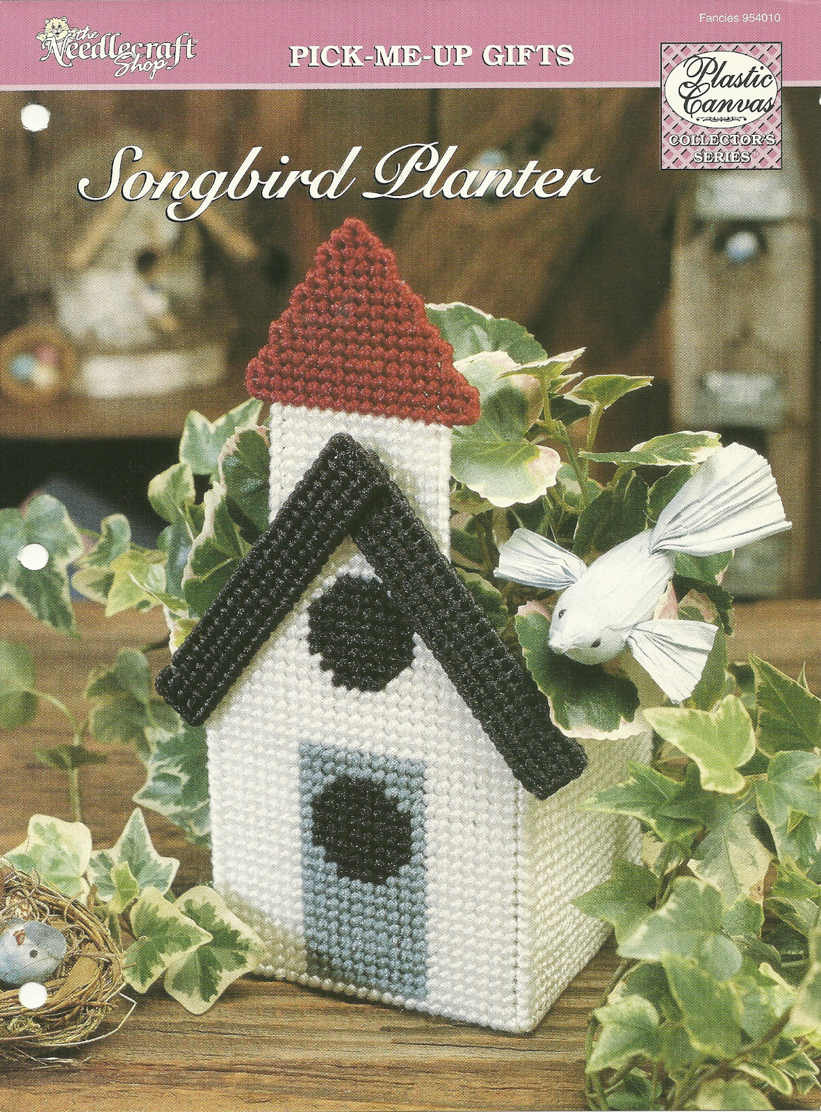 Needlecraft Shop Songbird Birdhouse Planter Plastic Canvas Pattern Leaflet