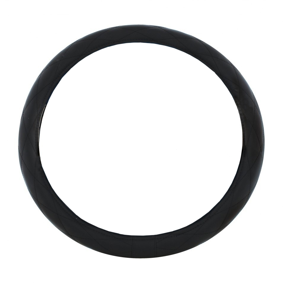 Steering Wheel Cover - Diamond Cushion Stitch (18") Black w/ Black Stitch