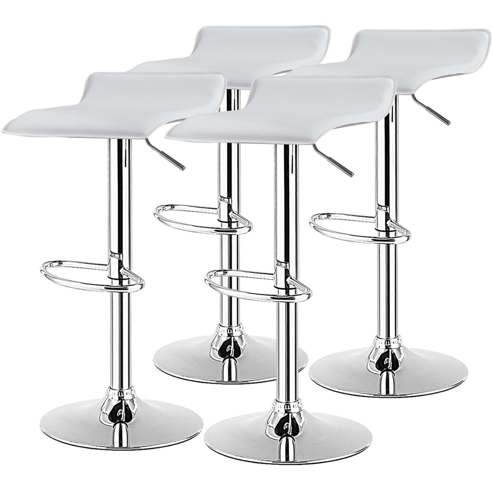Bar Stools Set of 4 Height Adjustable PU Leather Seat Gas Lever Footrest