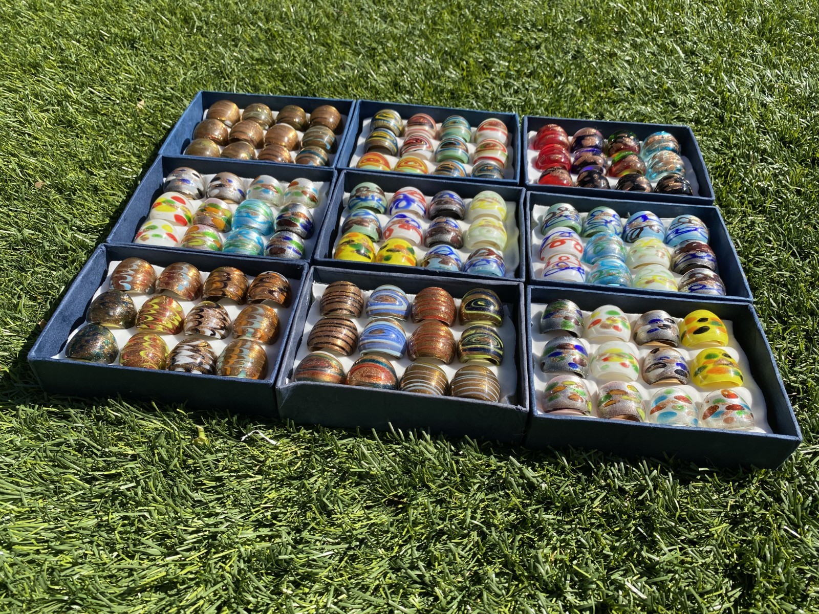 Lampwork Glass Ring Handmade Size 7 8 9 ,12pcs Pack