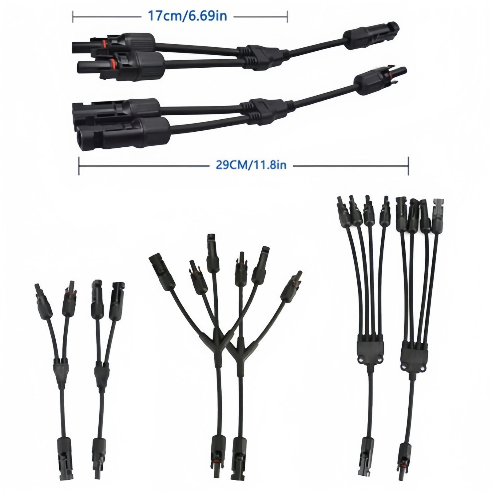 1Pair Solar Cable Splitter Waterproof IP67 2Y Branch Solar Panel Cable Connector