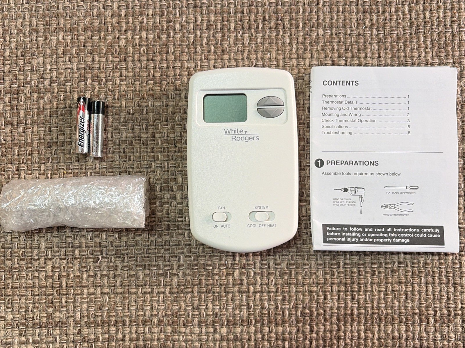 White-Rodgers 1E78-144 Single Stage Digital Non-Programmable Thermostat Vertical