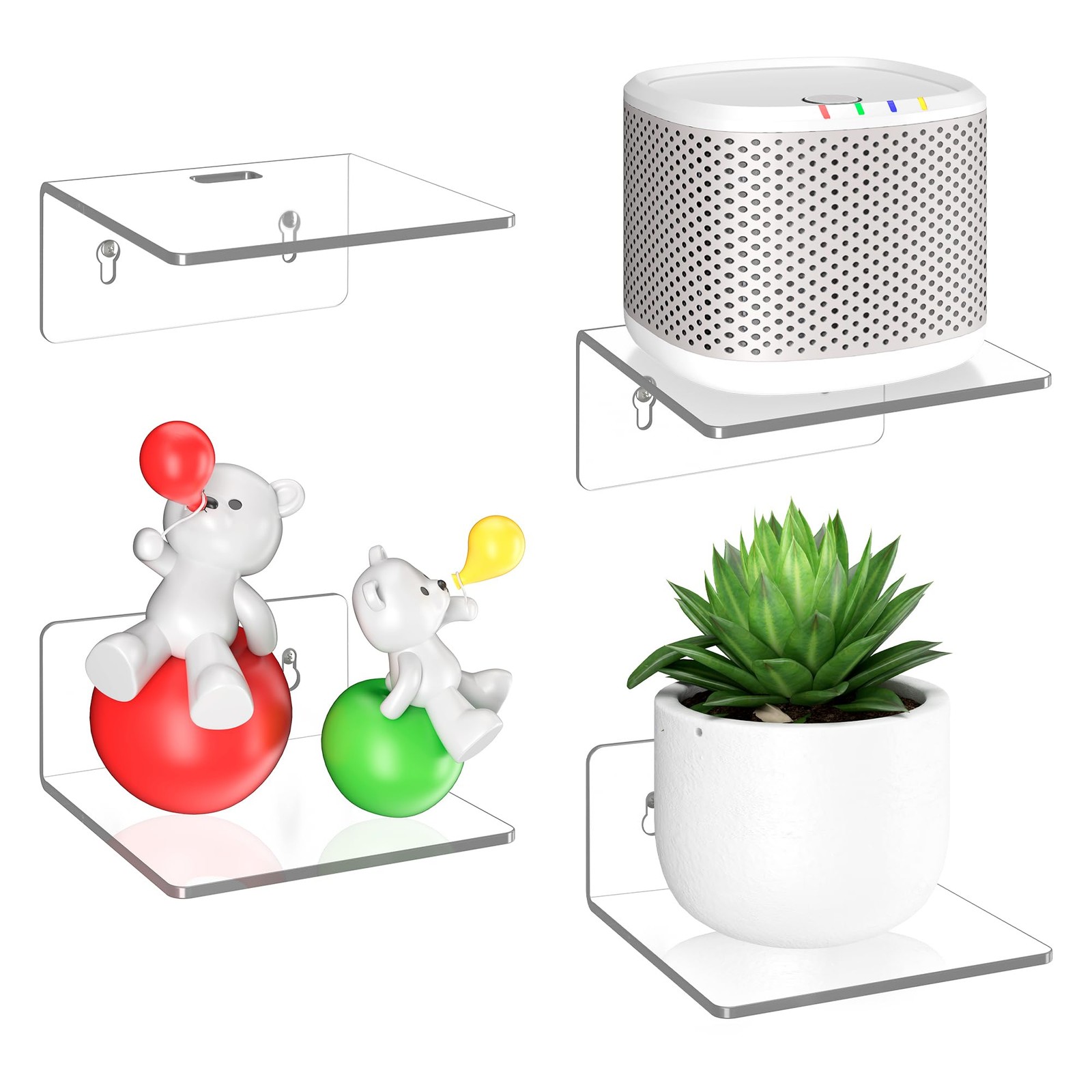 4 Pack Small Wall Shelf - 4" Floating Shelves for Wall Display Ledges for Fun...