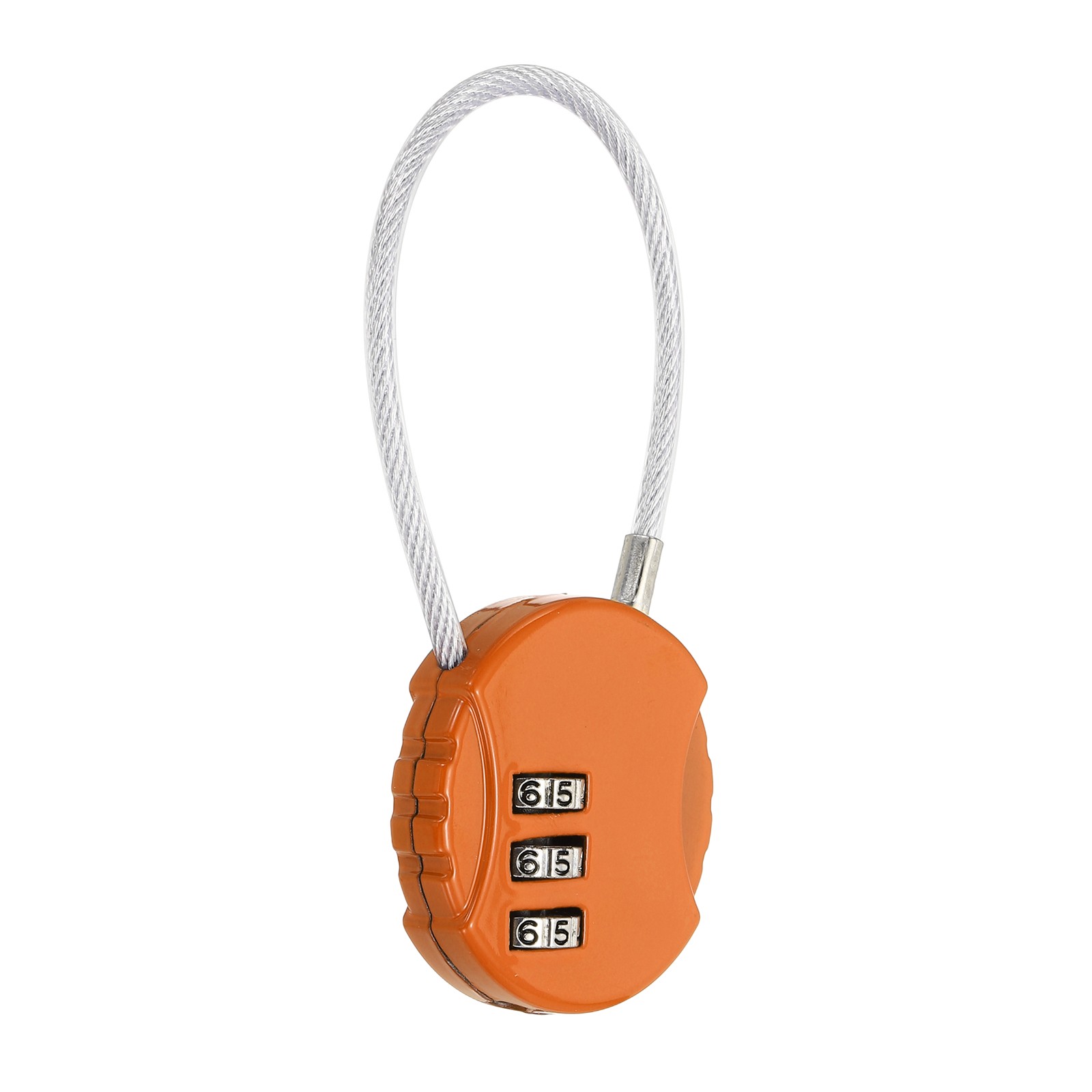 1-Pack Combination Padlock, 3 Digit Round Shaped Cable Luggage Lock [Orange]