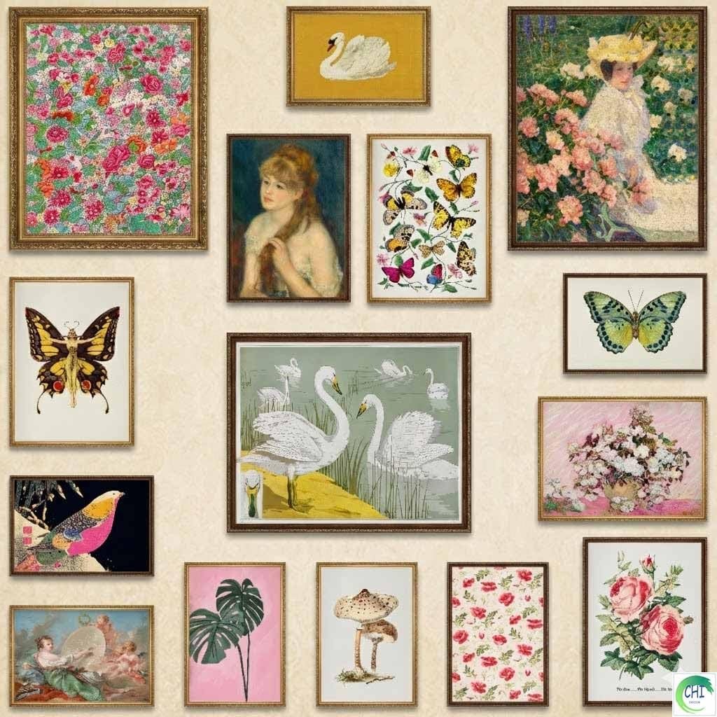 LANCHI95 15 Pcs Maximalist Gallery Wall, Colorful Unframed, Eclectic 7