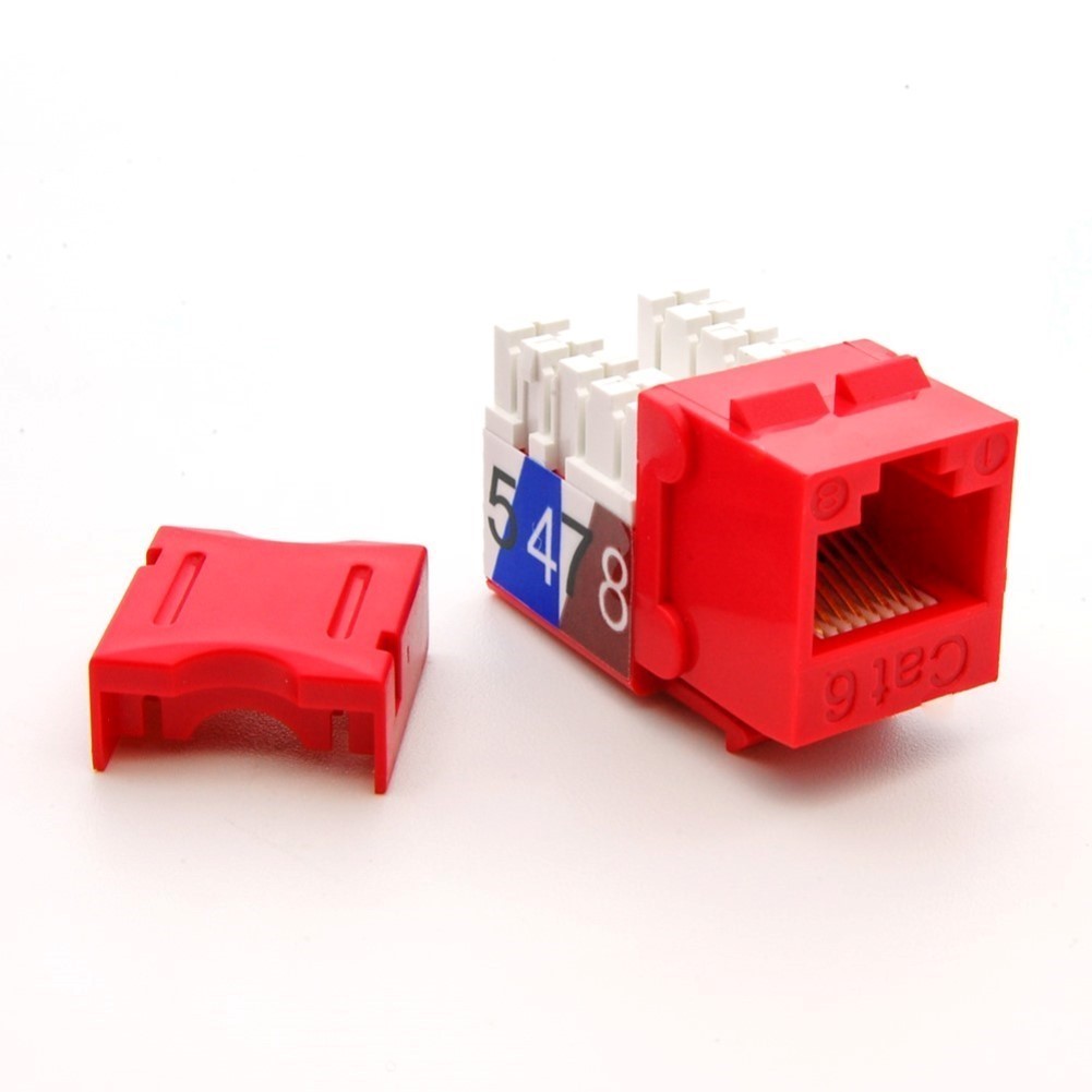 Cat6 RJ45 Network LAN Ethernet Keystone Jack 110 Punch Down Snap In 8P8C Red