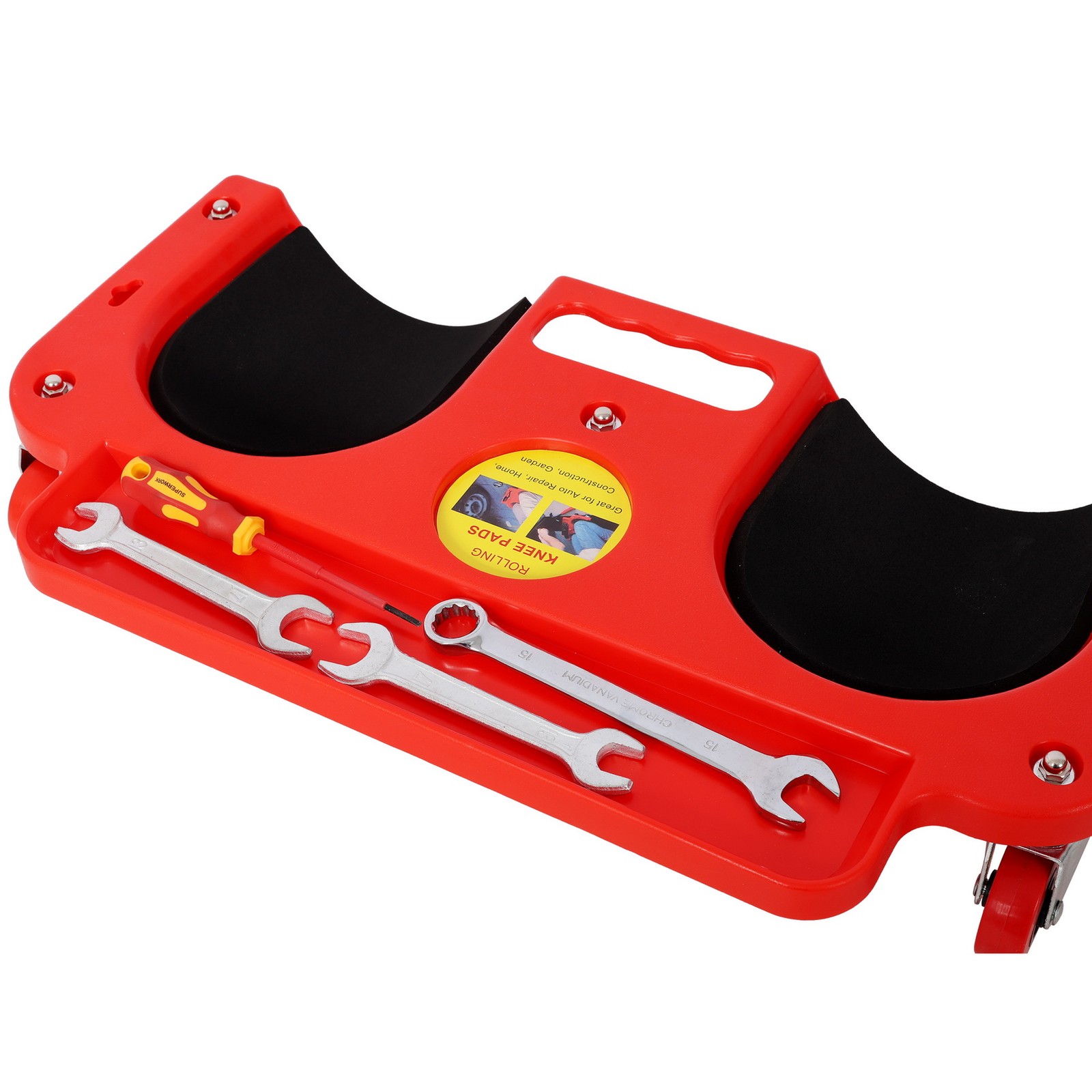 W19.8" Garage Workshop Garden Rolling Knee Creeper 360° Knee Pads w Tools Tray